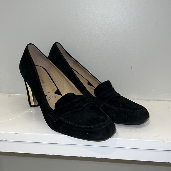 Adrienne Vittadini Leather Suede Penny Loafer Heels - Picture 2 of 9